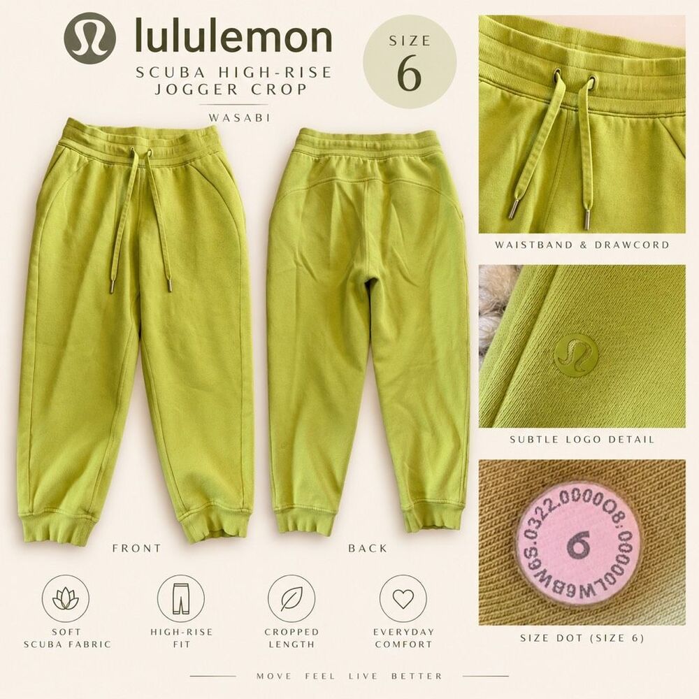 Lululemon Scuba High-Rise Jogger Crop Wasabi Green Size 6